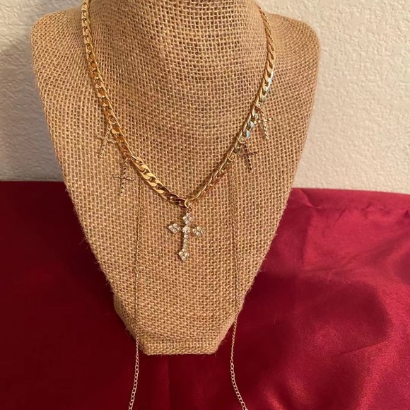 Faith Rhinestone Cross Necklace - Picture 6 of 8